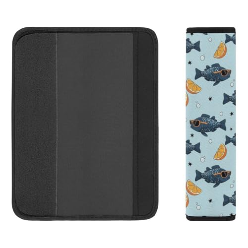 2PCS Cool Fish Sunglasses Lemon Car Seat Belt Pad Breathable Shoulder Protector for Girls and Boys, Most Cars, Anti-Slip Pad - color: Pattern 838