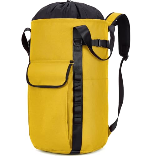 Arborist Rope Bag, 35L Tree Climbing Rope Bag, Arborist Equipment Bucket Backpack, Arborist Gear Carrier Bag with Side Pockets, Tough Rock Climbing Backpack, Rock and Tree Climbing Gear - color: Yellow