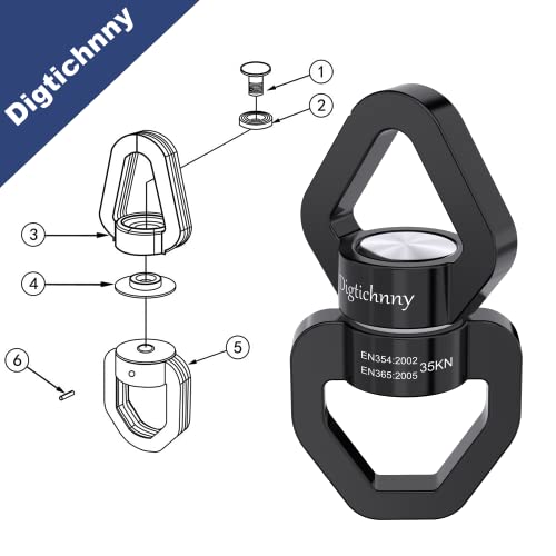 35KN Swing Swivel with Swivel Carabiner, Black, 1 Pack | For hanging chairs, aerial yoga, hammocks, tire swings, kids' swings, gym rings, web tree swings, smooth rotation - color: Black, size: 1 pack with carabiner