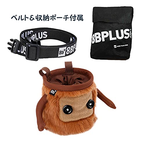 8BPLUS 8B+101016 Bouldering Rock Climbing Chalk Bag, Opening 4.9 inches (12.5 cm), BOBOBO First Shy But Actually Socialized! Bobobo Top Drawstring Closure, Belt & Carabiner Included, Brown