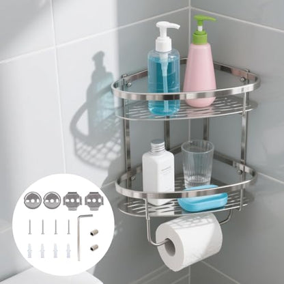 15pcs Towel Bar Replacement Parts Set kit, Stainless Steel Shower Bathroom Towel Bar Mounting Hardware with Round and Square Base Screws Wrench for Bathroom