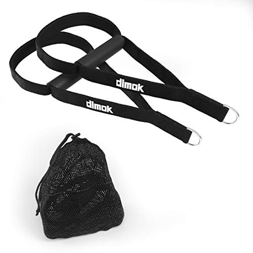 Dimok Heavy Duty Fitness Professional Exercise Handles w Foot Cradle for Cable Machines Resistance Trainer Super Strong Bands Hand Grips Attachment - color: Black w Handles