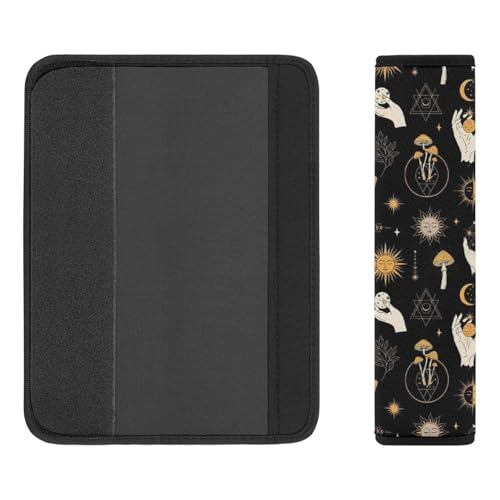 2PCS Breathable Car Seat Belt Pad for Elderly Support, Stroller Pushchair High Chair, Gothic Witch Moth Moon Witchy Mushroom Seat Belt Cushion, Anti-Slip Pad - color: Pattern 1129