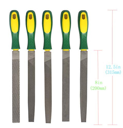 ASNOMY Heavy Duty 8“ Steel File and Rasp Set with Rubber Handles，High Carbon Steel Rasp & Flat Metal File for Wood, Metal, Steel, Plastic