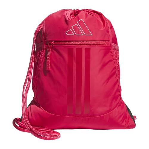 adidas Alliance Sackpack – Drawstring Backpack for Sports, Small Gym Bag - color: Power Pink/White/3