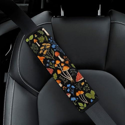 1 Pair Universal Soft and Comfortable Car Seat Belt Pad for Girls and Boys, Most Cars, Mushroom Black Harness Pads Strap, Neck and Shoulder Support - color: Pattern 629