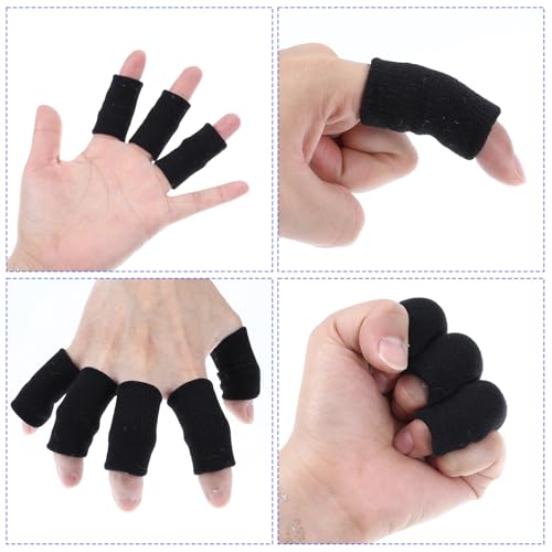Dimeho 10 Pcs Finger Sleeves Protectors, Sport Finger Splints Elastic Thumb Splint Brace for Finger Support Finger Sleeves Compression Aid for Relieving Pain Arthritis Finger (Black)