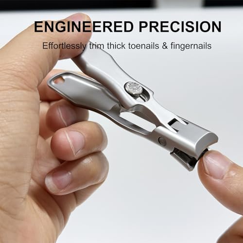 German Heavy Duty Nail Clippers for Thick Nails - Ultra Sharp Stainless Steel Clippers with Wide Jaw Opening & Anti-Splash Catcher - Ideal for Seniors, Men & Women with Safety Lock - style: Small Silver Set with Nail File