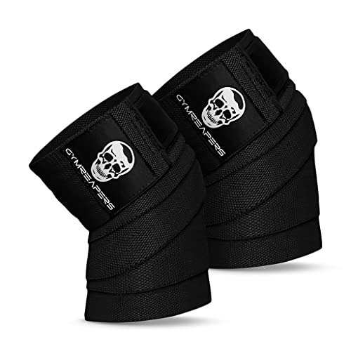 Gymreapers Knee Wraps for Squats and Powerlifting 72 Inch Compression Wraps with Strap for Men & Women Weightlifting Support - color: Black