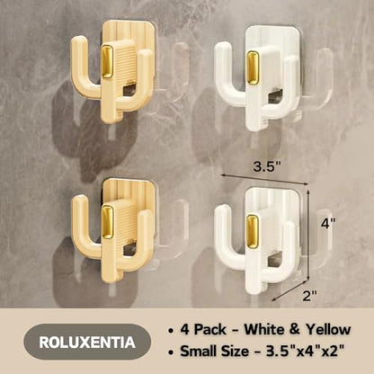 4 Pack Wall Mounted Shoe Rack - Premium Hanging Shoe Organizer Shelf with Sticky Hanging Mounts, Door Hooks for Slippers Keys Bags Storage - White & Yellow