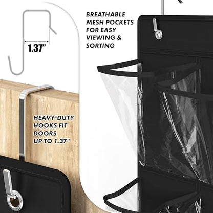 Simple Houseware 24 Pockets - 2PK 12 Large Pockets Over Door Hanging Shoe Organizer, Black - color: Black