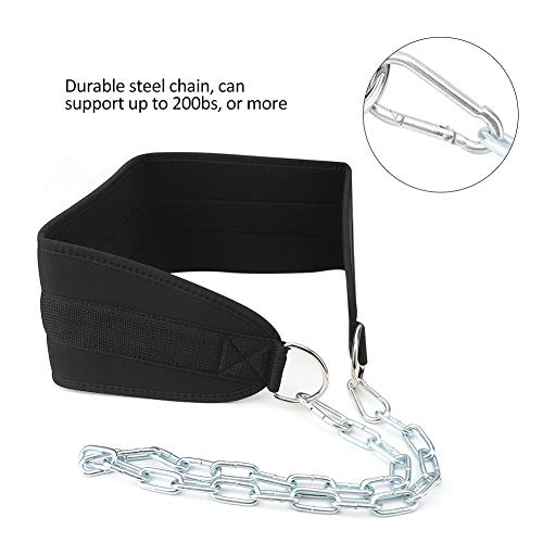 Weighted Dip Belt with Steel Chain for Pull Ups and Dips, Adjustable Polyester Weight Belt, 36.2in Wrap