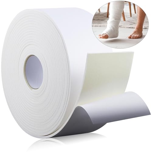 Buryeah 1/4" x 5" x 12 Yard Foam Adhesive Cast Padding Medical Foam with Adhesive Back for Sports Injured Areas, Ball of Foot Cushion, Blister Pads, Foot Pain, Splints and Pad - color: White, size: 1/4" X 5" X 12 Yard