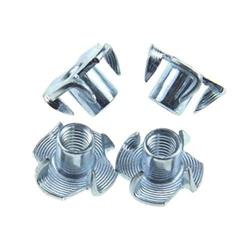 M5 Tee Nuts for Wood: 60 Pack Thickening 4 Prong Threads Inserts Carbon Steel – Clean Threads No Rust – for Plywood & Particle Board - size: M5(60Pack)