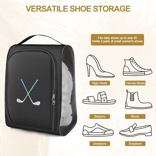Golf Shoe Bag Gift for Men, Blue Golf Lover Gift, Waterproof Travel Shoes Carrier with Handle and Zipper with Ventilated Mesh, Lightweight Portable Golf Accessories Pouch Bag for Gym Sports Outdoor - style: Blue Golf Lover Gift