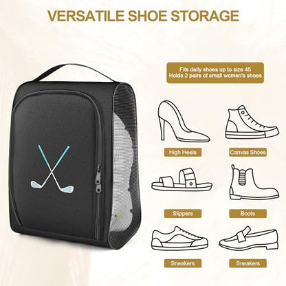 Golf Shoe Bag Gift for Men, Blue Golf Lover Gift, Waterproof Travel Shoes Carrier with Handle and Zipper with Ventilated Mesh, Lightweight Portable Golf Accessories Pouch Bag for Gym Sports Outdoor - style: Blue Golf Lover Gift