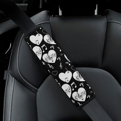 Soft Padded Car Seat Belt Pad for Elderly Support, Stroller Pushchair High Chair, 2 Pack Love Music Notes Black Shoulder Harness Cover Anti-Slip Pad - color: Pattern 1175