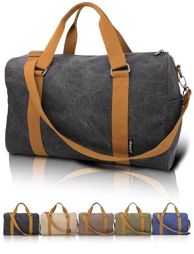 Duffle Bag for Travel, Gym Bags for Men, Weekender Bags for Women, Carry on Bag with Luggage Sleeve, Canvas Bag with Shoulder Strap, Black - color: Black