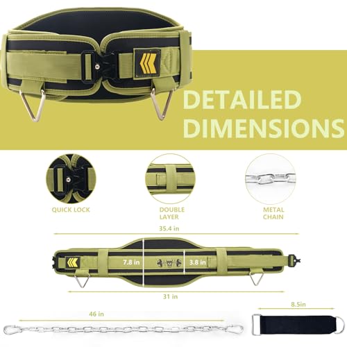 Quick Locking Weighted Dip Belt for Weight Lifting,Weighted Pull up Belt - color: Green