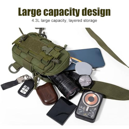 MiOYOOW Tactical Sling Bag, Waterproof Chest Pack Adjustable Crossbody Backpack for Men Women Outdoor Sports Climbing Camping - color: Green