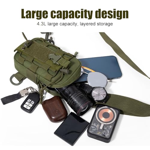 MiOYOOW Tactical Sling Bag, Waterproof Chest Pack Adjustable Crossbody Backpack for Men Women Outdoor Sports Climbing Camping - color: Khaki