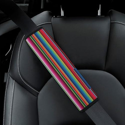 Universal Fit Car Seat Belt Pad for Elderly Support, All Vehicles, 2 Piece Mexican Serape Blanket Stripes Automotive Seat Belt Protector Pressure Relief - color: Pattern 114