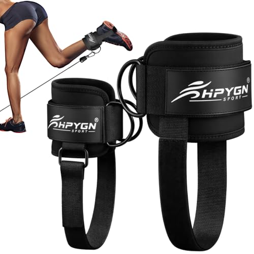 HPYGN Ankle Strap for Cable Machine, Padded Ankle Straps for Cable Machine Kickbacks, Glute Workouts, Leg Extensions, Curls, Booty Hip Abductors Exercise, Adjustable Comfort Ankle Cuff for Gym - color: 1-Black -Upgraded
