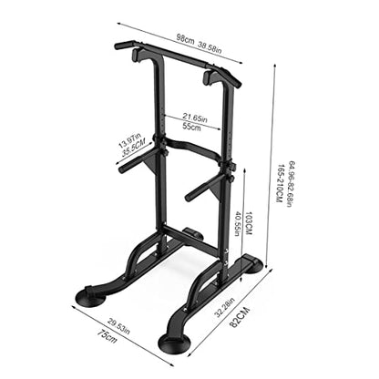 Power Tower Pull Up & Dip Station Multi-Function Home Strength Training Fitness Workout Station Height Adjustable - color: GREY