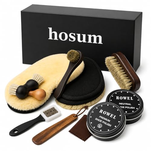 Shoe Shine Kit | Unisex Shoe Care Set | Includes Brushes, Shoe Polish, Cleaning Cloth, Sheepskin Pad, and Stain Remover | Ideal Gift Box for Home Use or as a Present
