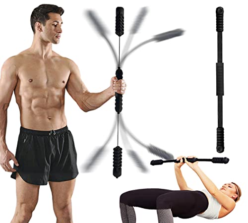 Elastic Fitness Bar, Shoulder,Core Strength Training Equipment | Patented Bar for Full Body Cardio, Muscle Tone & Fat Burn. Polymer Build, Safe & Durable. Rehab, Postpartum, All Ages. - color: Black