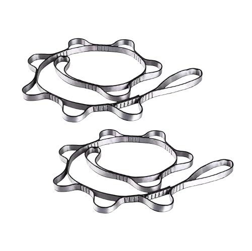 2pcs safety daisy chain, multi-ring adjustable nylon strap rope yoga pilates stretch band - color: Gray, size: Length：1.1m