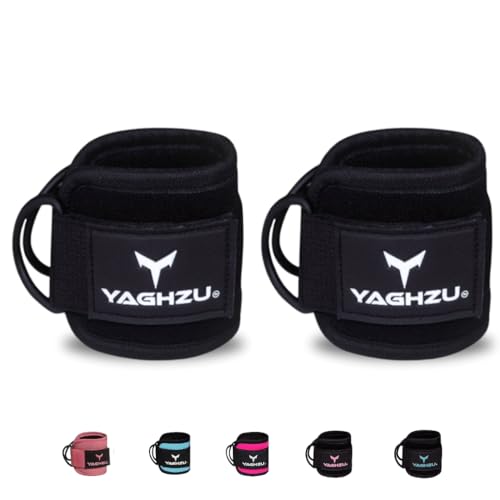 Adjustable Gym Ankle Straps for Cable Machines Women & Men, Glute Kickbacks | Neoprene padded gym ankle cuffs, steel D-ring, Adjustable fit for hip abduction, leg workouts & extensions - color: Black, size: Pair