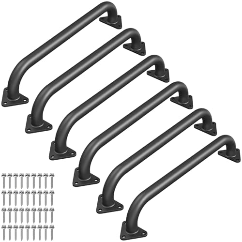 SELEWARE 6Pcs 17" Black Monkey Bars Indoor, Metal Playground Safety Handles | 500LB Heavy Duty Fully Welded Steel Kids Grab Bars for Indoor/Outdoor Playset Treehouse Climbing Frame Wall ladder Backyard - color: E: 17"-6 Pcs-black
