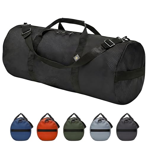 131L Expedition Heavy Duty Duffle Bag, Weatherproof Ripstop Travel Gear Bag | Folds flat for storage. #10 double-slider zipper with splash cover. Wraparound handles rated for heavy loads. - color: Black, size: 16" x 40" (131 Liters)