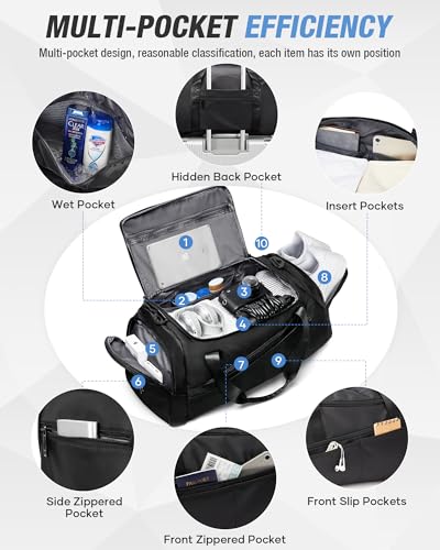 Gym Duffel Bag with Shoe Compartment for Women Men, Convertible 3 in 1 Duffle Bag Backpack Travel Weekender Overnight Carry on Bag with Trolley Sleeve