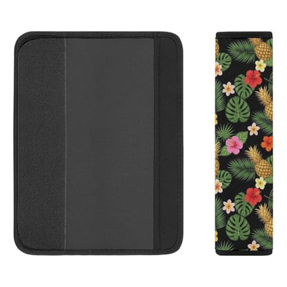 1 Pair Universal Soft And Comfortable Seat Belt Shoulder Pad for Adult Use, Stroller Pushchair High Chair, Palm Leaves Hibiscus Flowers Hawaii Tropical Pineapples Neck Strap Covers, Anti-Slip Pad - color: Pattern 394