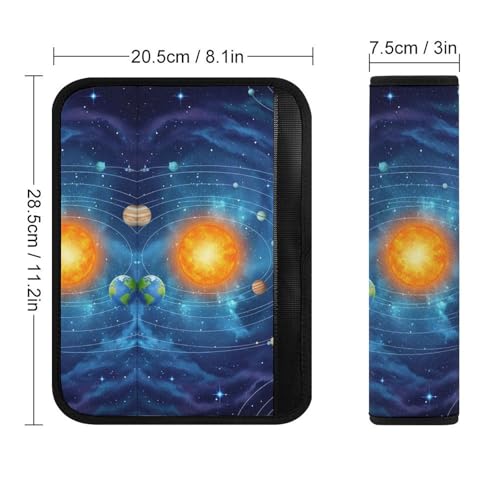 Universal Fit Seat Belt Shoulder Pad for Adult Use, Most Cars, 2 Pack Solar System Space Harness Pads Strap Pressure Relief - color: Pattern 1253