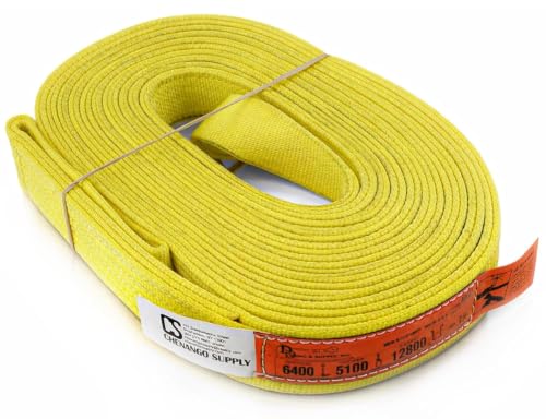 DD Sling 2" × 40' Nylon Lifting Sling – USA Made, 6,400 lb Vertical, 5,100 lb Choker, 12,800 lb Basket – 2-Ply Heavy Duty 900 Webbing, Type 4 Twisted Eye & Eye Rigging Sling - size: 2inX40ft