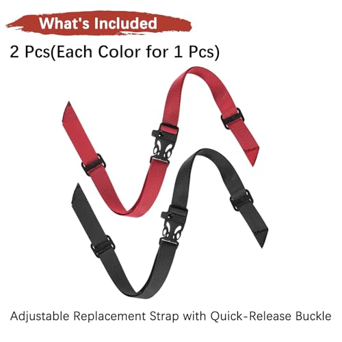 Backpack Chest Strap Sternum Straps with Emergency Whistle Buckle for Backpack Replacement & Hiking - color: Black & Red