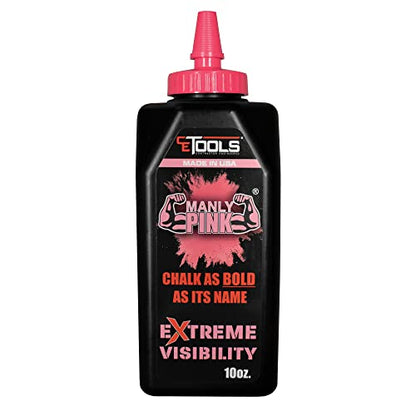 CE TOOLS Manly Pink® Marking Chalk, Color PINK, EXTREME VISIBILITY, MADE IN USA -10 oz (283.5g) For Chalkline, Hydrophobic, Construction Chalk. - color: Pink