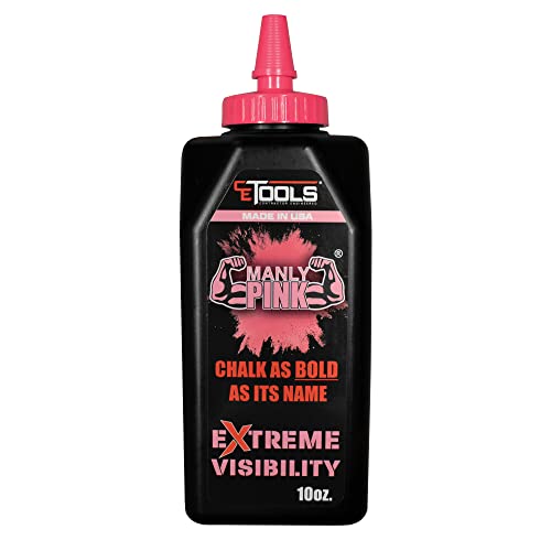 CE TOOLS Manly Pink® Marking Chalk, Color PINK, EXTREME VISIBILITY, MADE IN USA -10 oz (283.5g) For Chalkline, Hydrophobic, Construction Chalk. - color: Pink