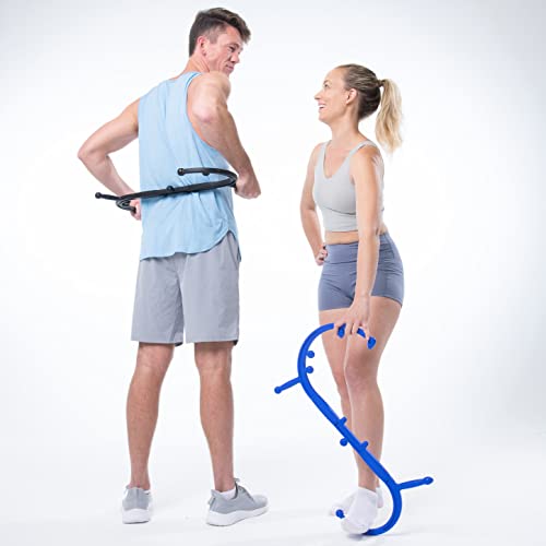 Body Back Buddy Elite FSA Eligible His & Hers Bundle - USA Made - Trigger Point Massage Tool, Neck and Back Massager Handheld, Manual Self Massager, Massage Cane, Pain Relief - color: Blue & Black, size: Elite Bundle