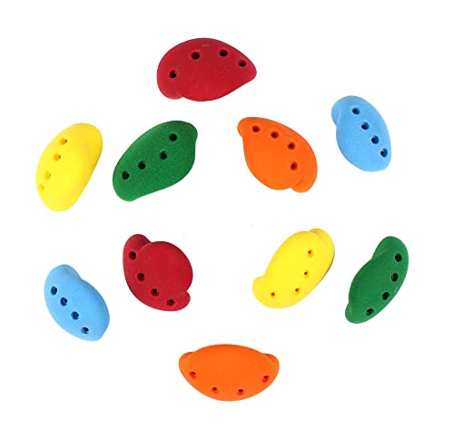 Atomik Climbing Holds Set of 10 Large Screw-on Simple Jugs in Assorted Bright Tones