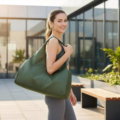 forestfish Yoga Gym Bag for Women with Shoes Compartment & Wet Dry Storage Pockets Lightweight Duffel Bag, Army Green - color: Army Green
