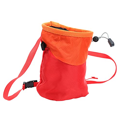 Keenso Rock Climbing Chalk Bag Drawstring Sealing Rock Brushes Support for Outdoor Mountaineering (Red) - color: Red
