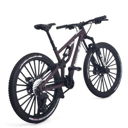 1:8 Scale Die-Cast Mini Mountain Bike Toy Miniature Finger Bicycle Model Alloy Cake Topper Desktop Decoration Crafts for Cycling Lovers Bike Racers Athletes Children Boys and Girls (Purplish Red) - color: Purplish Red