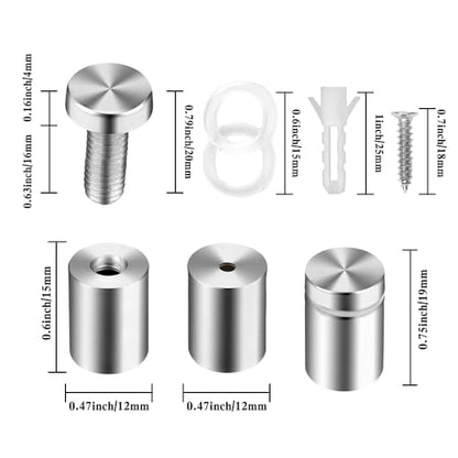 Acrylic Standoff Mounts - 0.5x0.75 in, 36pcs - Sign & Wall Mount Hardware - size: 0.5x0.75 in (36 Pcs)