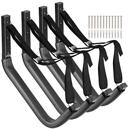 Kayak Storage Racks, Canoes Garage Storage Hooks, Wall Mount Surfboard Hangers and Stand-Up Paddle Board Holder - size: 19.5In-4 Pack