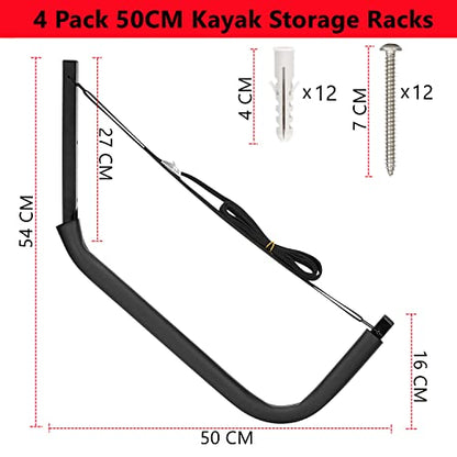 Kayak Storage Racks, Canoes Garage Storage Hooks, Wall Mount Surfboard Hangers and Stand-Up Paddle Board Holder - size: 19.5In-2 Pack