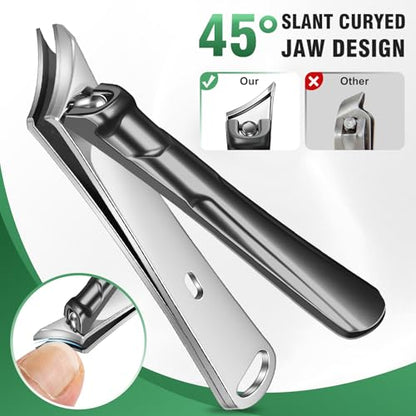 2026 Toenail Clippers for Seniors Thick Toenails 6PCS | Large Angled Head Toe Nail Clippers with Long Handle, Slanted & Wide Opening Ingrown Nail Clippers for Men Women